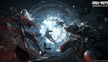 Key art resmi Call of Duty: Mobile Season 9 Vampires vs Werewolves: operator vampir berambut putih menembak ke arah werewolf bersenjata di depan jendela kaca bundar yang pecah
