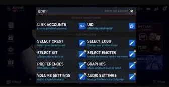 EA SPORTS FC Mobile settings page showing the UID and copy button