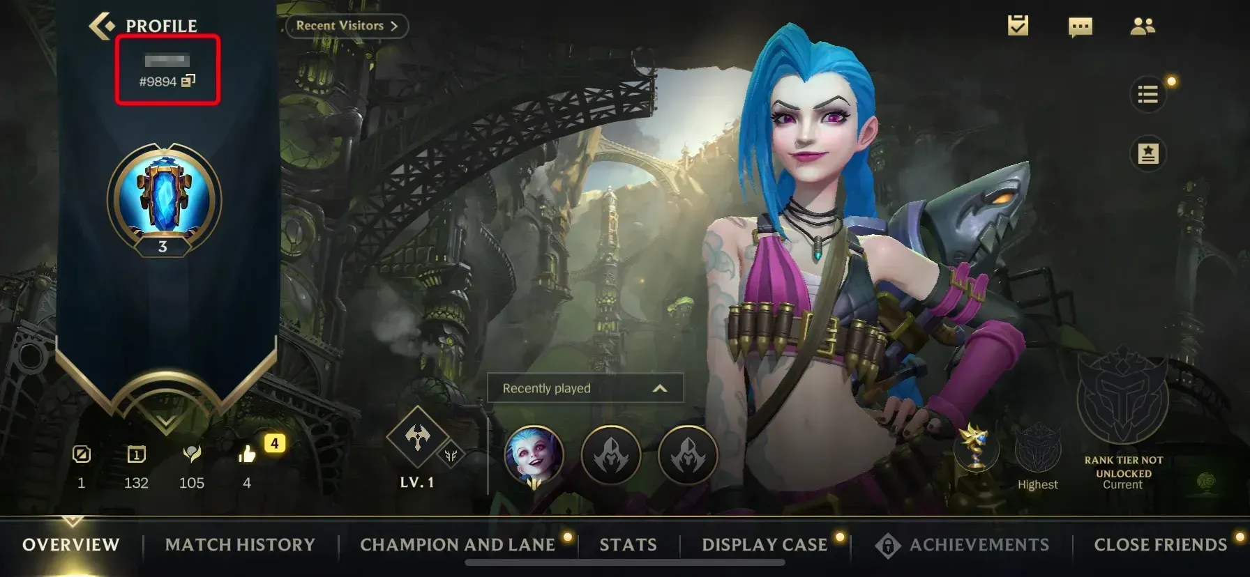 Wild Rift profile screen showing the Riot ID and tagline