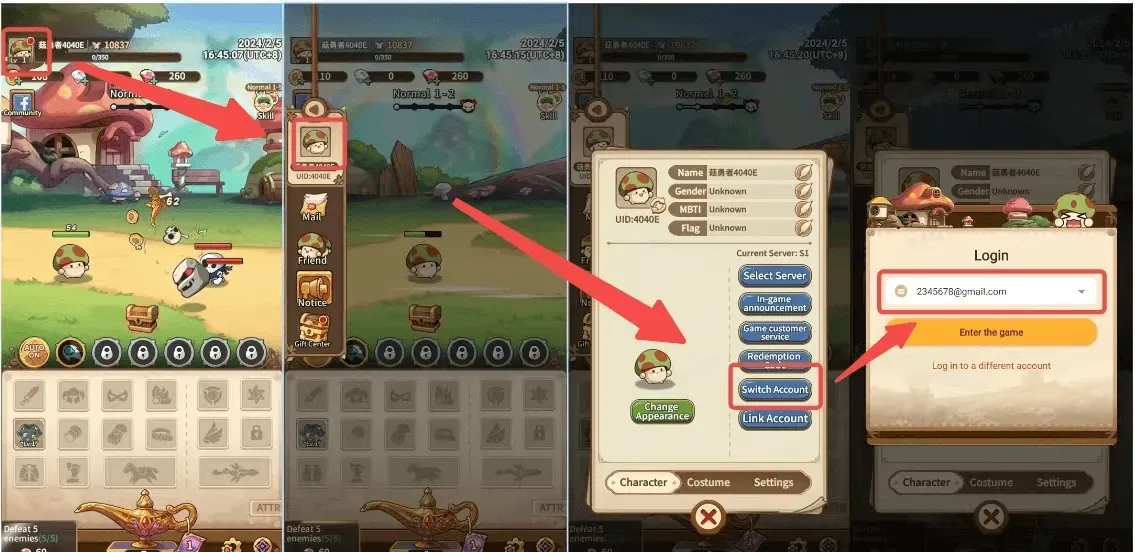 Cara menemukan User ID Legend of Mushroom: Rush di menu profil game