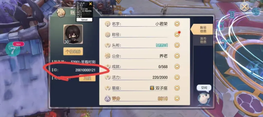 How to find your Light of Thel: New Era User ID on the character profile page