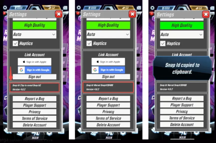 How to find your MARVEL SNAP Snap ID on the Settings page