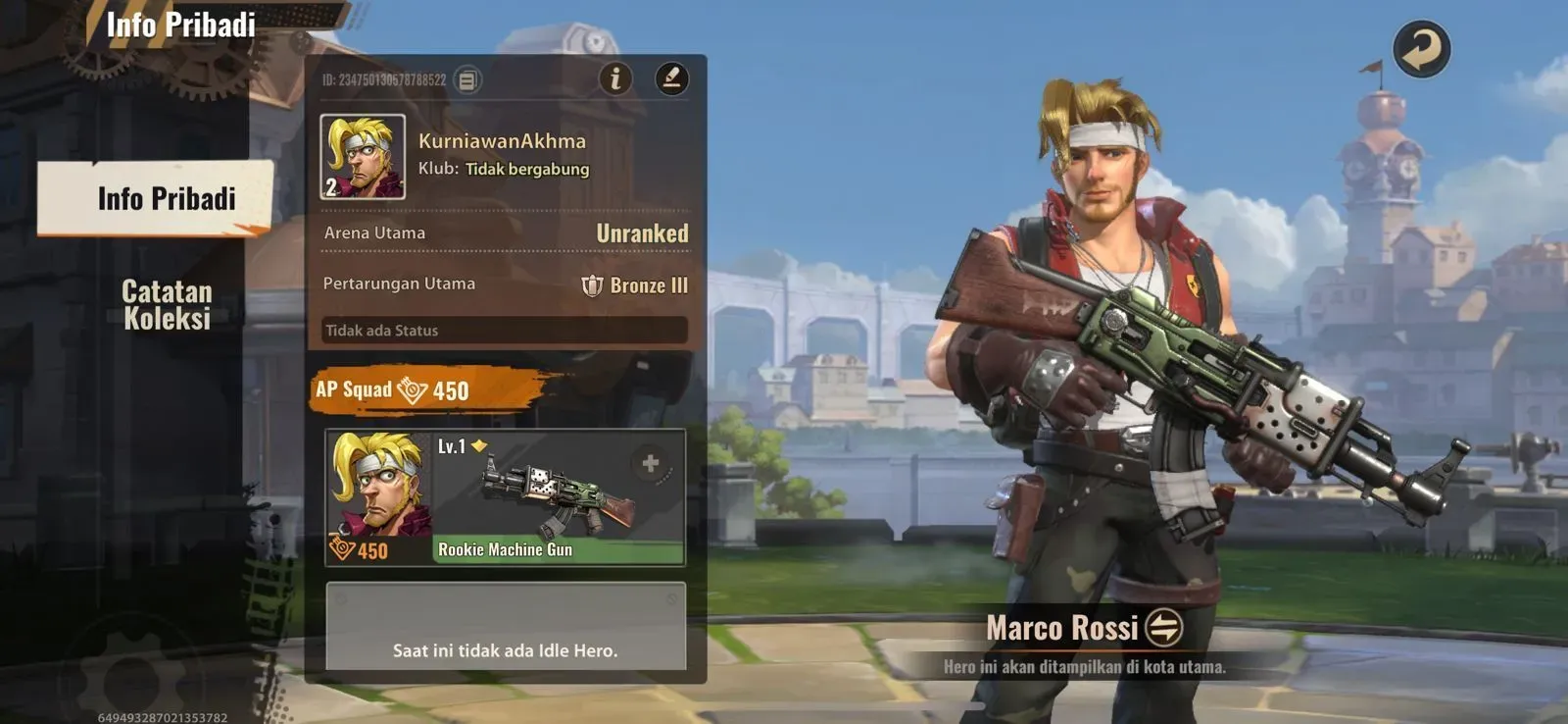 How to find your Metal Slug: Awakening User ID in the game's profile menu