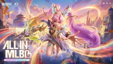 ALL IN MLBB key art for the Mobile Legends: Bang Bang 10th anniversary featuring Layla in a new skin