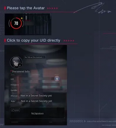 Path to Nowhere profile page showing the UID