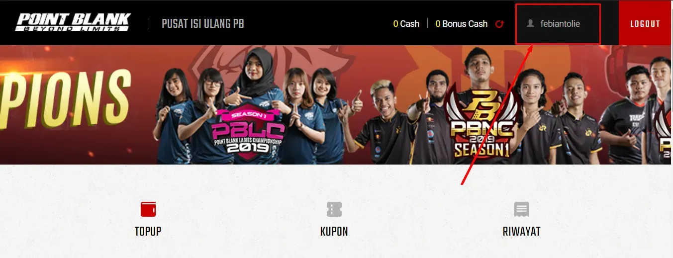 Point Blank launcher login screen showing where the Zepetto username is entered