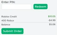 Roblox gift card redeem page