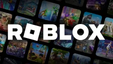 Roblox 官方礼品卡页面主视觉，Roblox 标志叠加在多款游戏画面上