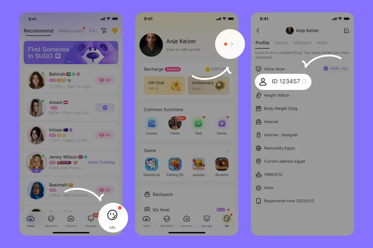 How to find your SUGO User ID in the Me menu