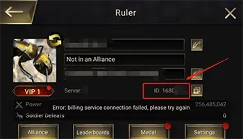 Menu Settings The Ants yang menunjukkan User ID