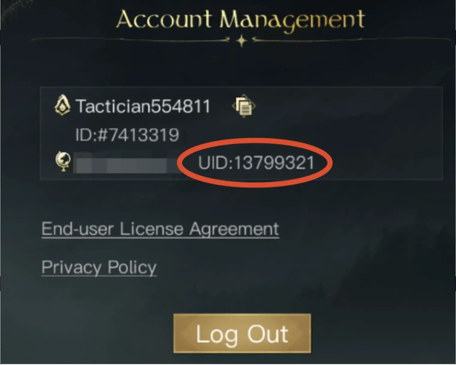 How to find your The Lord of the Rings: Rise to War User ID on the login screen