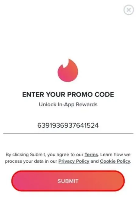 How to redeem a Tinder voucher code on the tinder.com/vip page