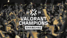 Official VALORANT Champions 2026 Shanghai key art with the tournament logo over a crowd